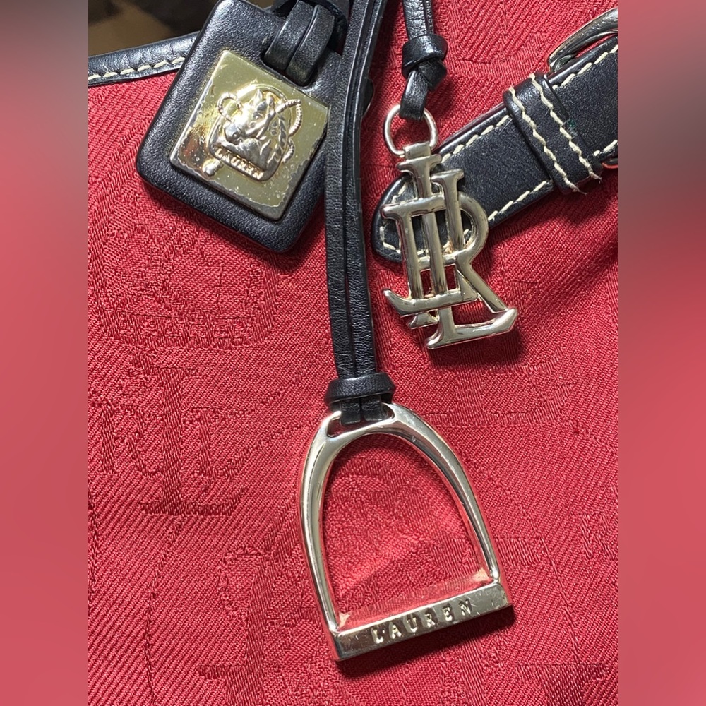 Ralph Lauren RED EQUESTRIAN Signature Canvas LOGO Shoulder Bag‎ HORSEBIT Horse - Picture 10 of 12